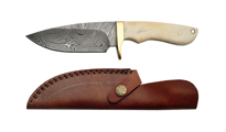Damascus Fixed Blade Bone Handle  by Unknown