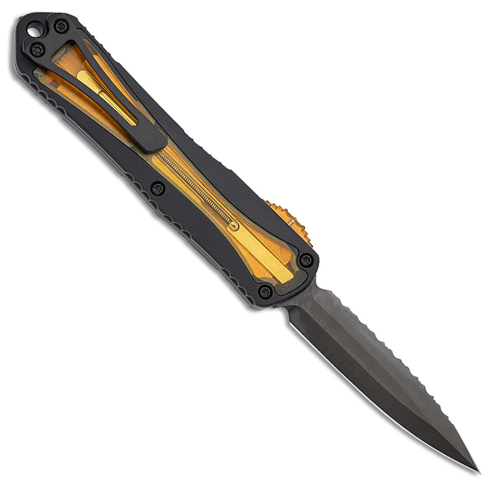 Heretic Manticore E OTF CPM-MagnaCut Black DLC Plain/Serrated Double Edge Dagger H028-6C-ULTEM