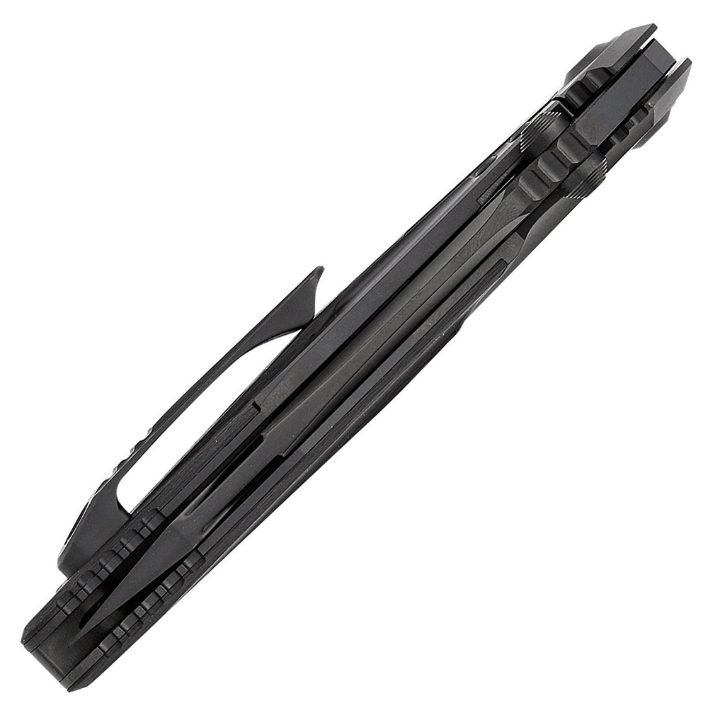Microtech Socom Bravo M390 Black DLC Tanto Plain Black DLC Titanium Handles with Carbon Fiber Scales 261-1DLCT