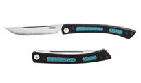 Mcusta MC-221B The Executive VG-10 Core Damascus Blue Micarta Personal Folding Steak Knife by MCUSTA knives 