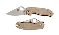 B-Stock Spyderco Para 3 CPM Cru-Wear Satin Plain Brown Canvas Micarta C223MPCW by Spyderco
