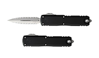 Microtech UTX-85 Gen IV AUTO OTF M390MK Stonewashed Double Edge Full Serrated Dagger Black Aluminum Handles 12324-D12 by Unknown