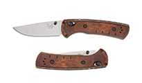 Benchmade SlipRidge MagnaCut Stonewashed Modified Clip Point Dark Brown Stabilized Wood 15090 by Benchmade 