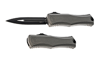 Microtech Hera II OTF AUTO M390MK Black Double Edge Dagger Natural Clear Deep Engraved Aluminum Handles 1702-1NC by Unknown