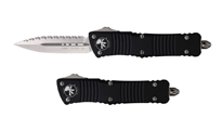 Microtech 142-12 Combat Troodon AUTO OTF Stonewashed Plain/Serrated Double Edge Dagger Blade, Black Aluminum Handles by Unknown