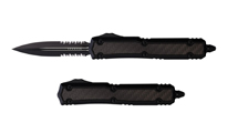 Microtech Makora D/E MCT2062TCFIS Black Cerakote Double Edge Dagger Partially Serrated Black Anodized Aluminum Handle with Carbon Fiber Insert by Unknown